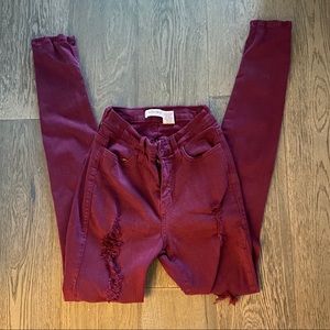 Roll out jeans - Burgundy
